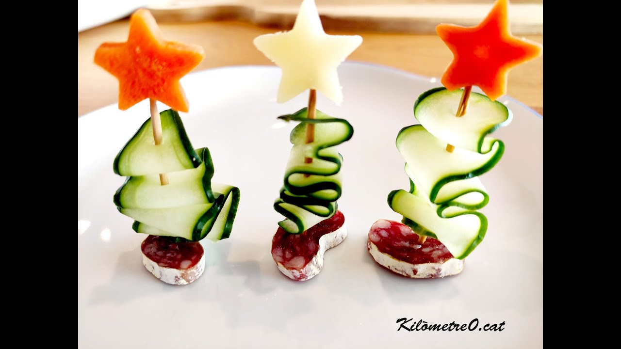 Aperitiu amb arbres de Nadal de cogombre / Receptes de cuina de Kilometre0