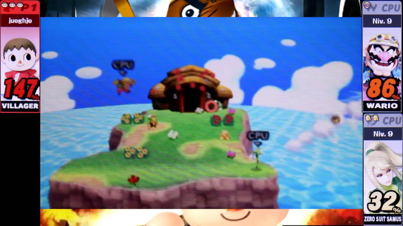 Super Smash Bros. 3DS Villager vs Wario (CPU) vs ZSS (CPU) de ueghje1