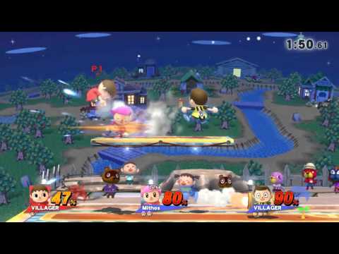 Super Smash Bros. U. Teams Villager vs Villager (amiibo) + Villager (CPU) de Eala Bia