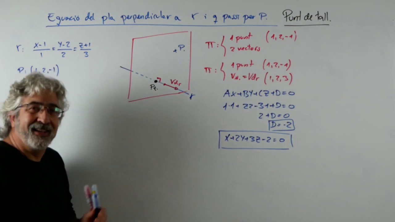 Eq del pla perpendicular a r i que passi per P, i trobar el punt on es tallen de Xavi Mates