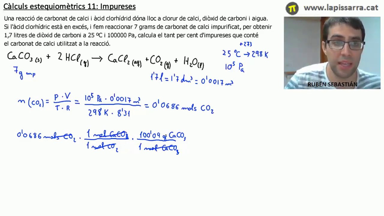 Càlculs estequiomètrics 11: Impureses al reactiu de Naturx ND