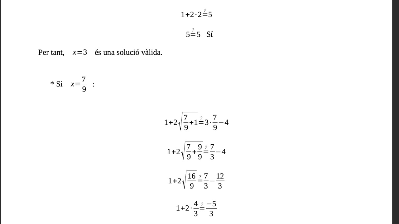 Equacions irracionals de Jaume Lladó Jaume