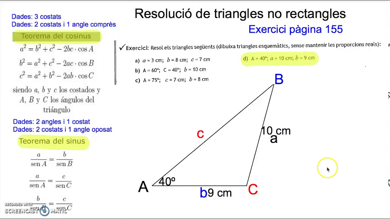 Trigonometria triangles no rectangles exercicis de 5minuts ciència
