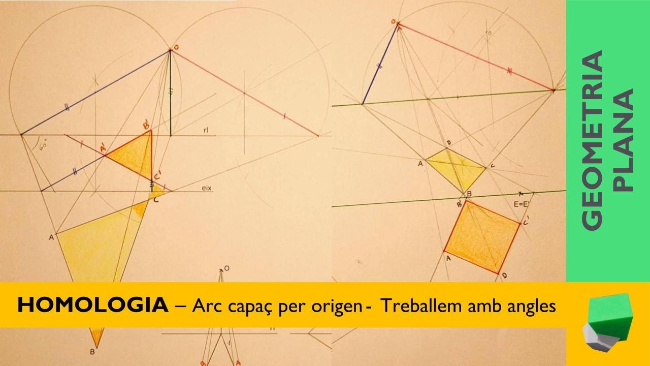 Angles en HOMOLOGIA - Triangle equilàter i quadrat - Transformacions anamòrfiques - Geometria plana de Josep Dibuix Tècnic IDC