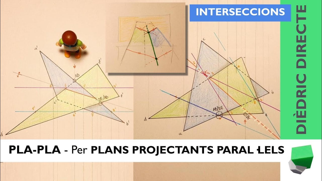Intersecció PLA-PLA i VISIBILITAT - plans projectants paral·lels - INTERSECCIÓ VII de Josep Dibuix Tècnic IDC