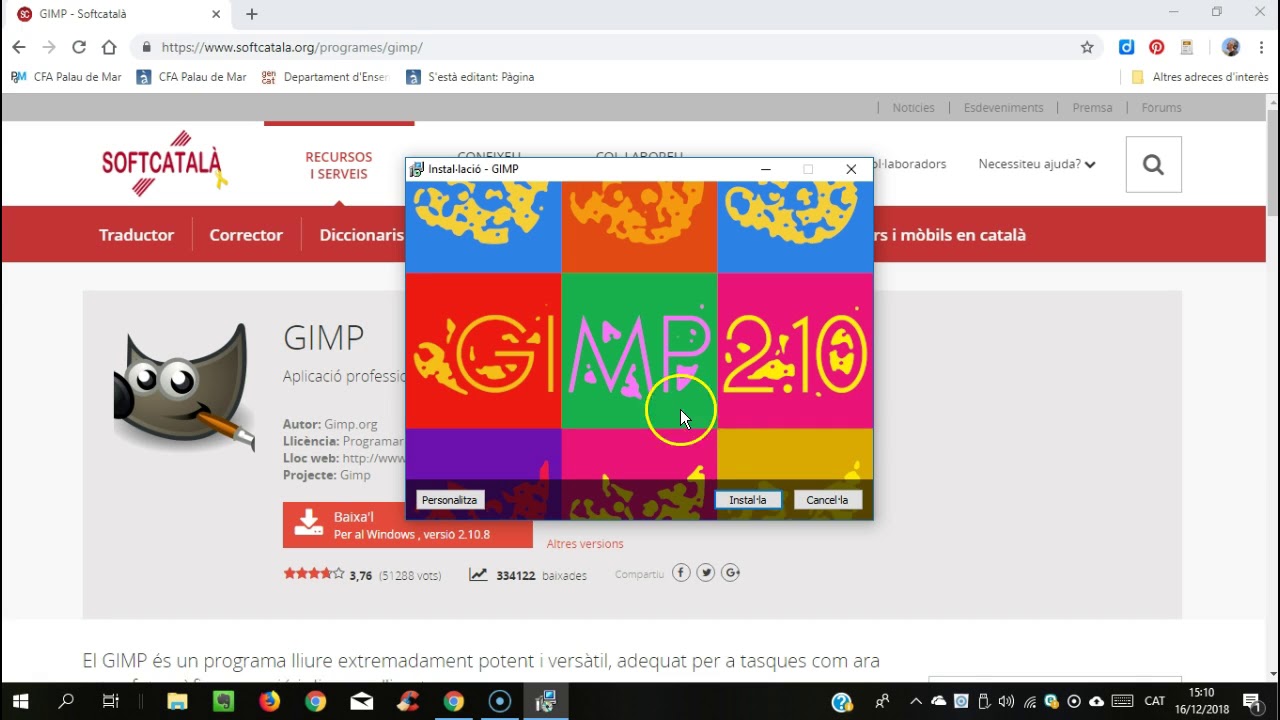 Instal·lació del Gimp a l'ordinador (Versió 2018) de Joan Padrós Rodríguez