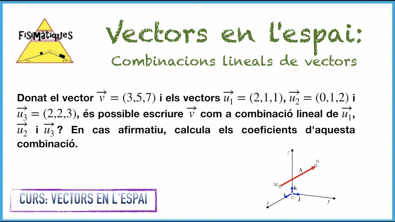 5.2. CURS VECTORS EN L'ESPAI. Combinacions lineals de vectors (Exercici 2) de Fisimatiques