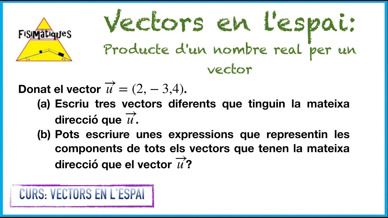4.2. CURS VECTORS EN L'ESPAI. Producte d'un nombre real per un vector (Exercici 2) de Fisimatiques