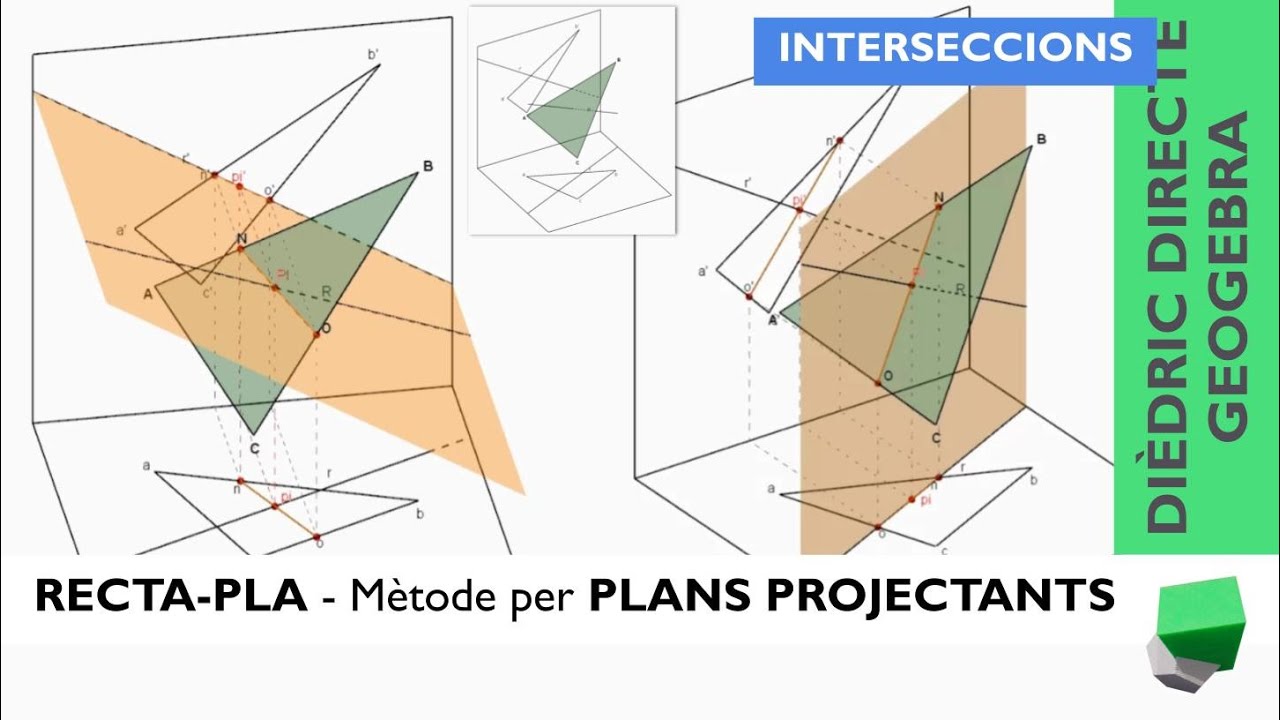 Intersecció RECTA-PLA per PLANS PROJECTANTS - INTERSECCIÓ III - Dièdric directe de Josep Dibuix Tècnic IDC