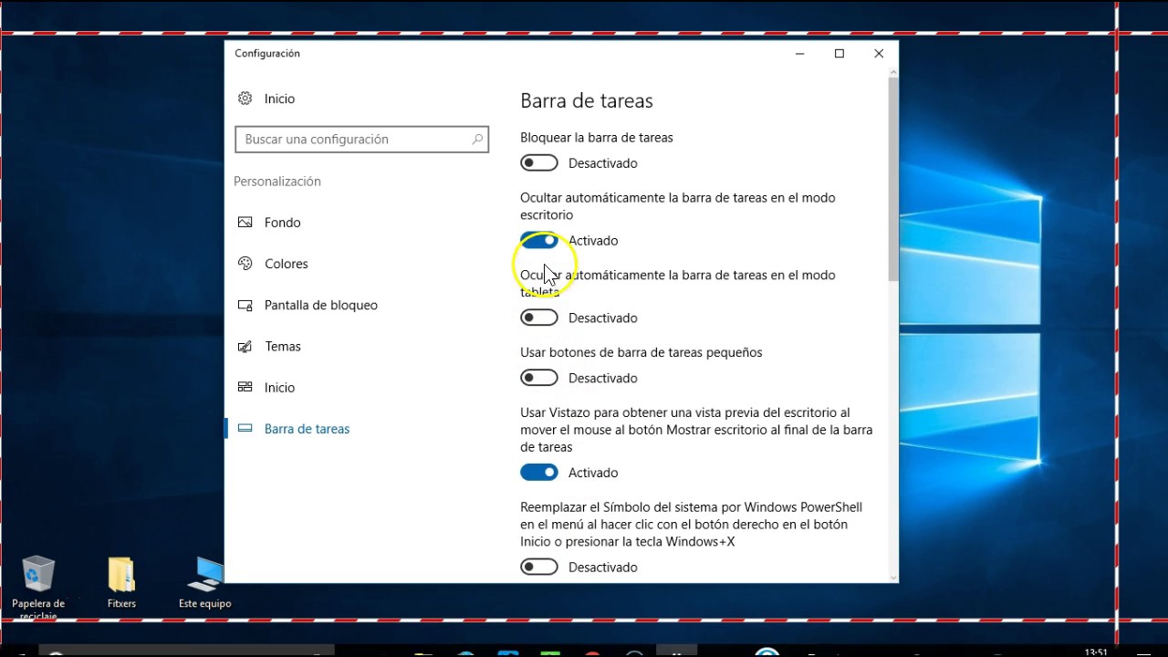 Configuració de la barra de tasques del Windows 10 de Joan Padrós Rodríguez
