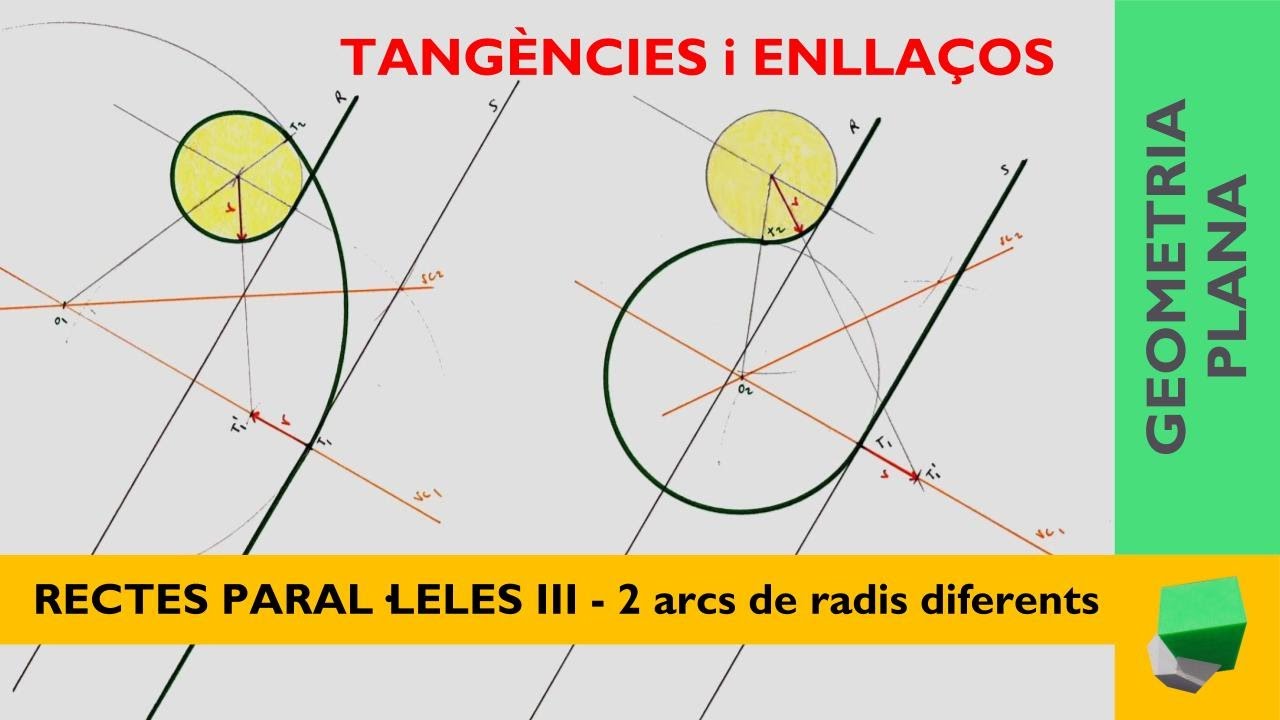 Enllaç paral·leles III -Amb dos arcs de diferent radi - Tangències - Geometria plana de Josep Dibuix Tècnic IDC