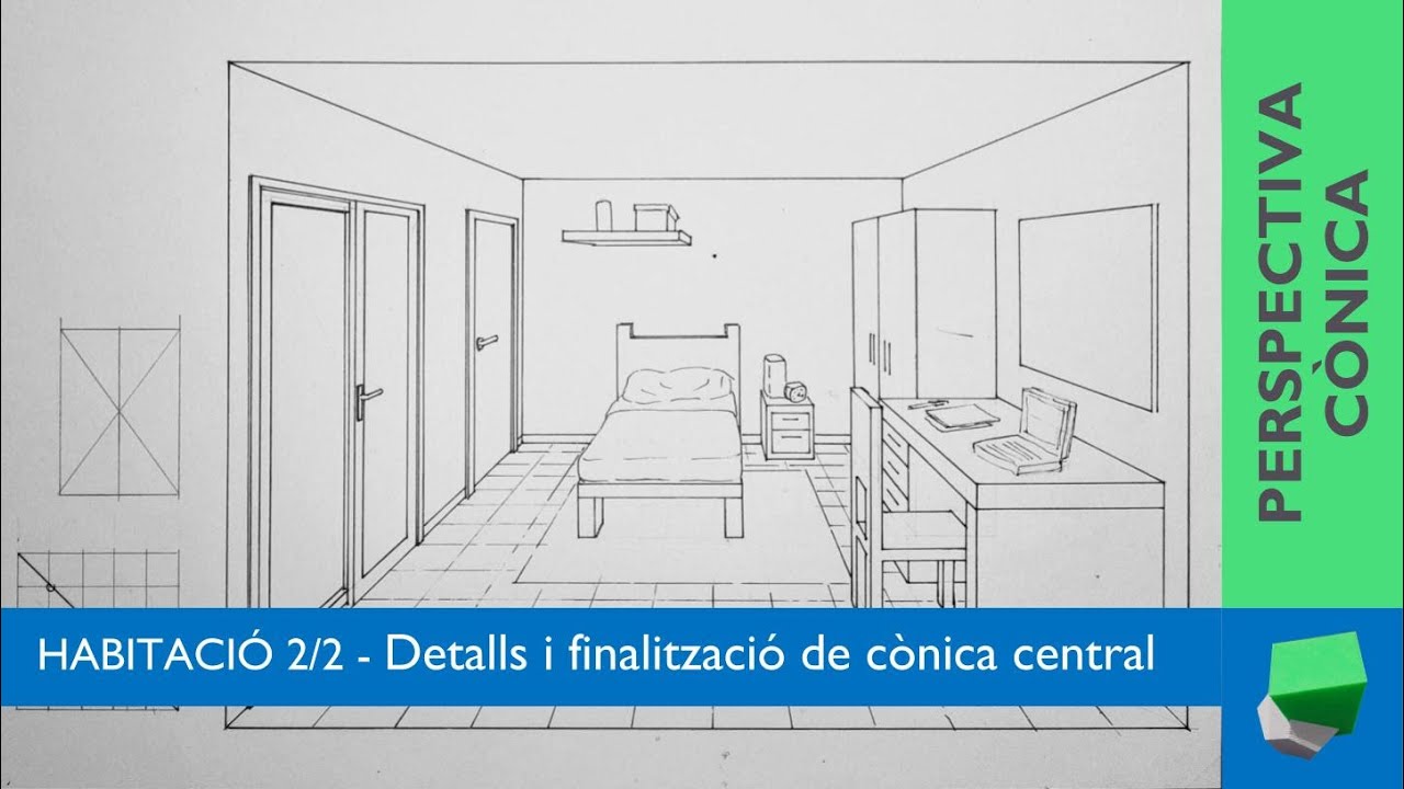 HABITACIÓ I 3/3 - Perspectiva cònica central d'una habitació - DETALLS i PERFILAT de Josep Duran
