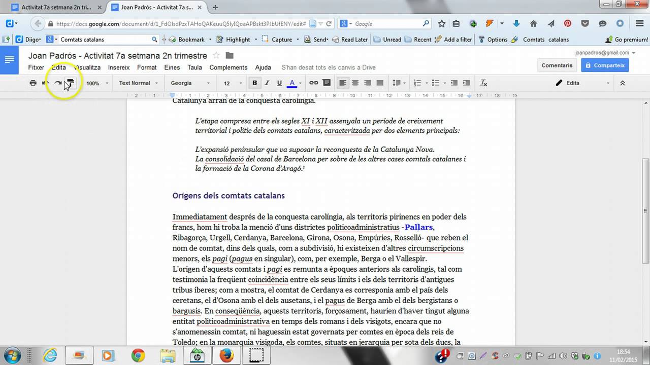 Edició de text en línia mitjançant Google Docs de Joan Padrós Rodríguez