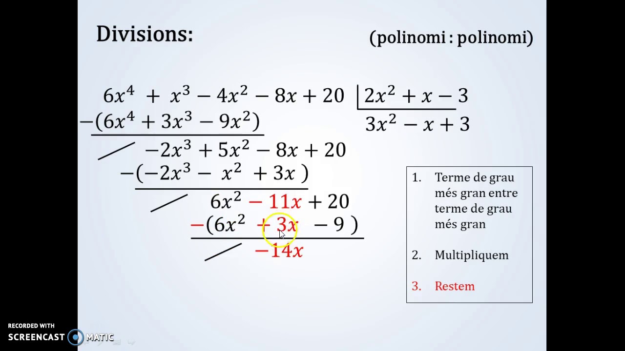 Divisions de polinomis de icscat