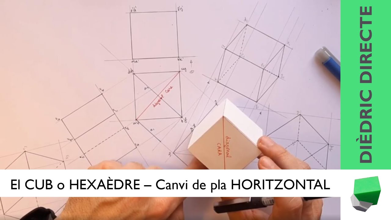 El CUB o HEXAEDRE - Canvis de pla horitzontals - Poliedres regulars - Dièdric - 02/03 de Josep Dibuix Tècnic IDC