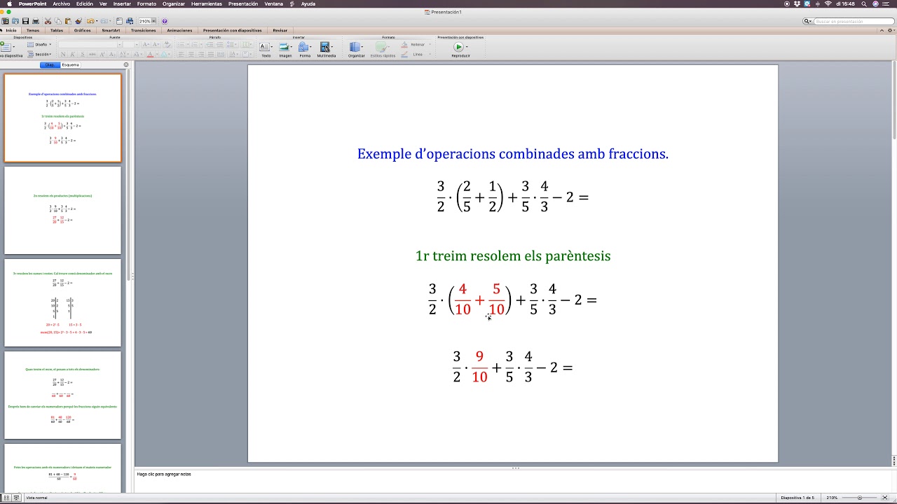 Exemple resolt d'operacions combinades de fraccions de AntoniTorneroCobos