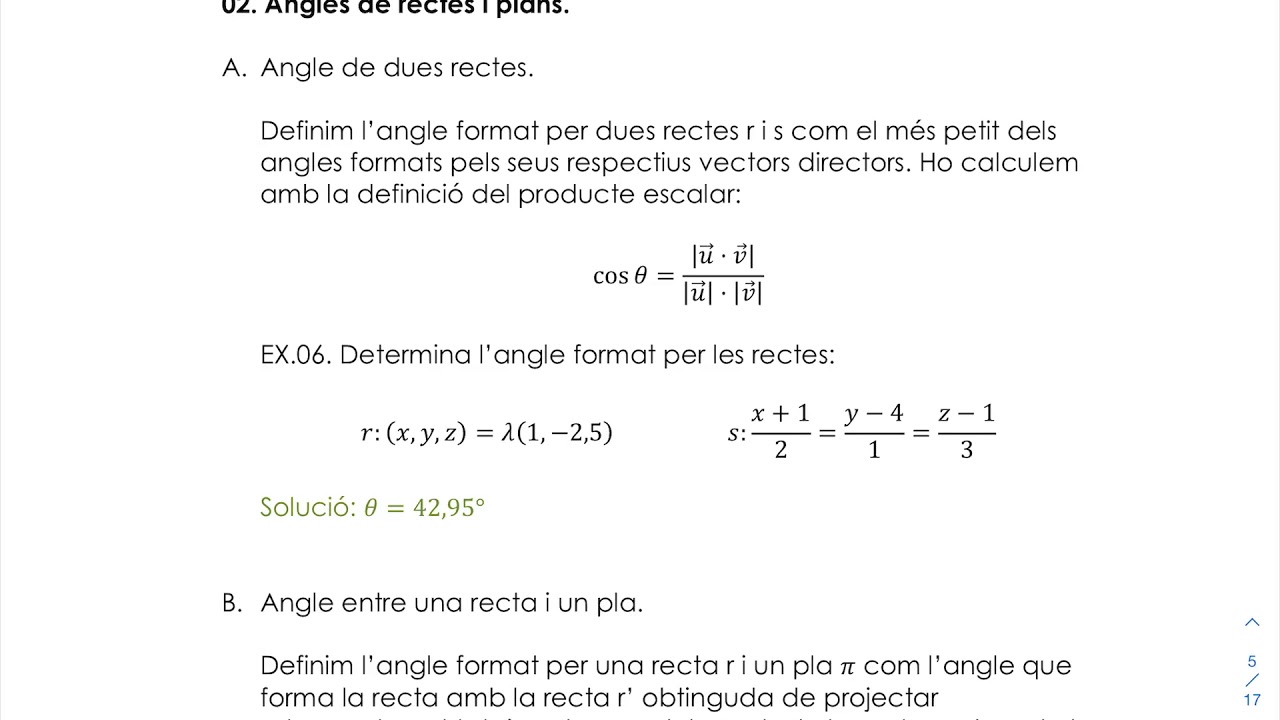 Geometria. Unitat 7.2. Angles entre rectes i plans de Pepeco. Inc.