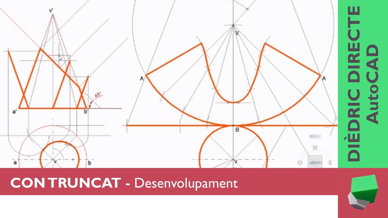 Dièdric directe - Desenvolupament d'un tronc de con - AutoCAD de Josep Dibuix Tècnic IDC