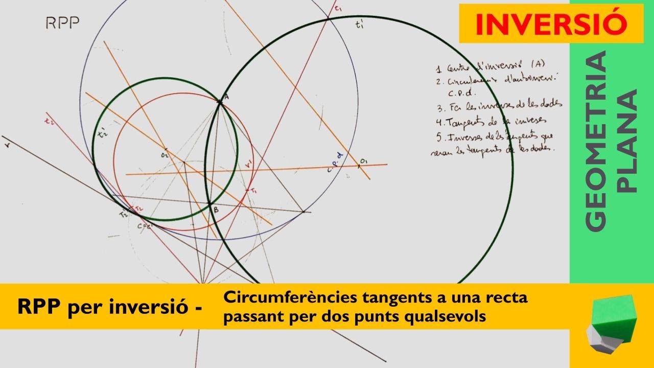 RPP Per inversió - Circumferències tangents a una recta passant per dos punts - Problema d'Apol·loni de Josep Dibuix Tècnic IDC