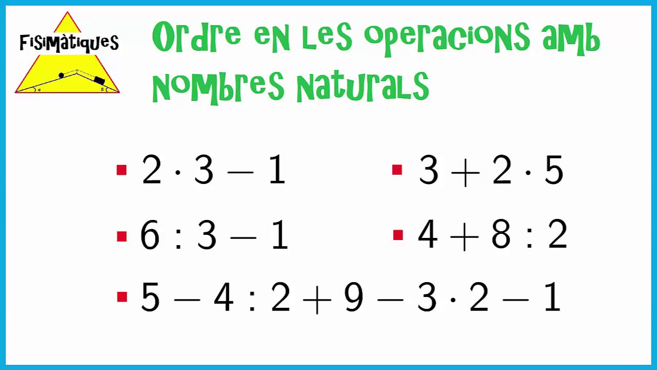 Operacions combinades de nombres naturals, prioritat o jerarquia de Fisimatiques