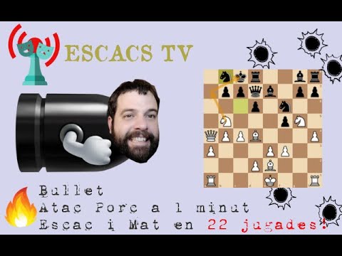 💥 Escacs a 1 minut ⚡️ ESCAC i MAT en 22 jugades! 🐖 Vs Enroc Llarg també peons amunt! 🥳 de Xavi Mates