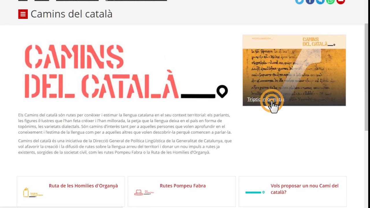 Els Camins del català. Projecte de la Direcció General de Política Lingüística de Llengua catalana