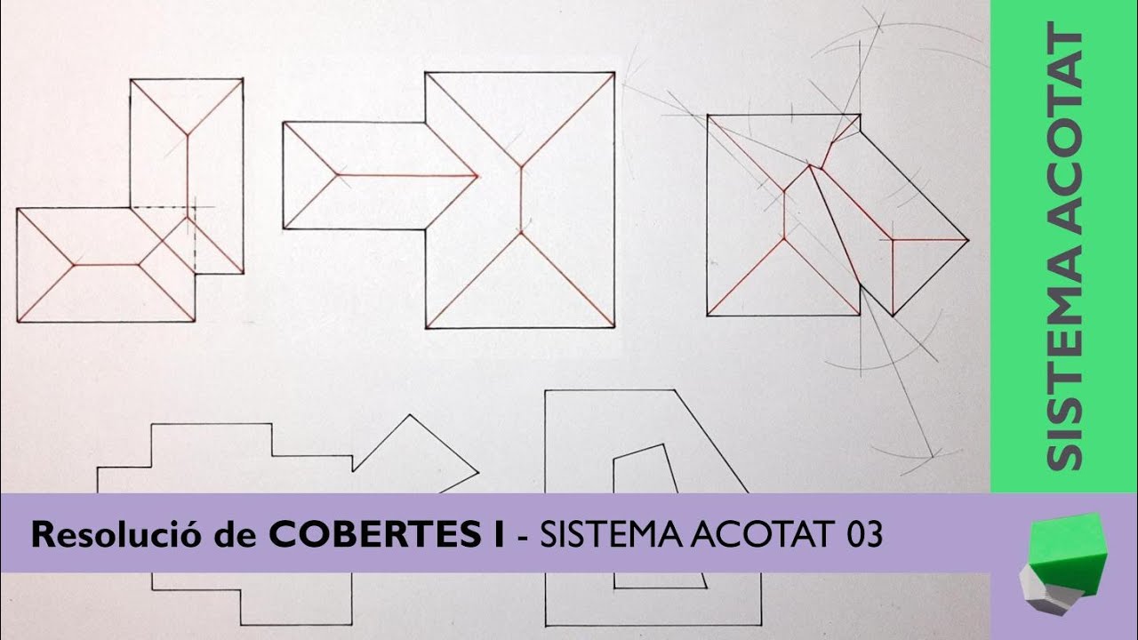 Resolució de COBERTES simples I - Sistema ACOTAT 3 - GEOMETRIA DESCRIPTIVA de Josep Dibuix Tècnic IDC