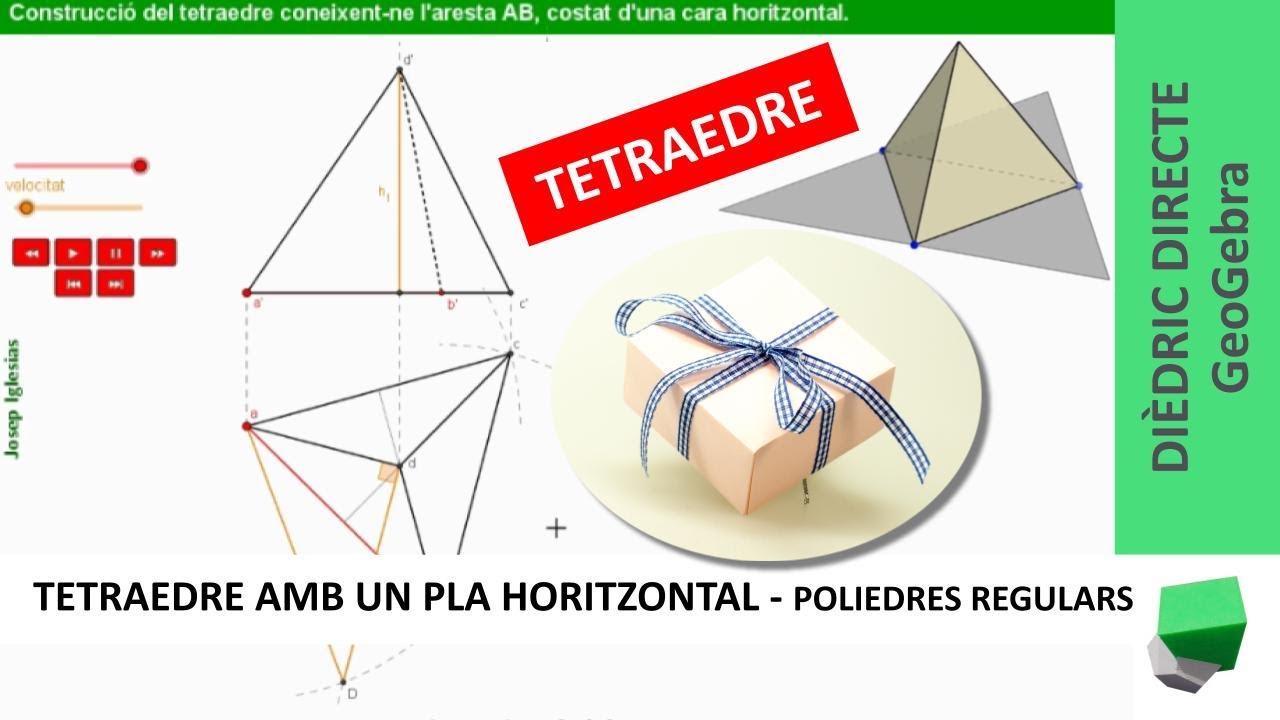 Tetraedre amb cara horitzontal a partir de l'aresta - Poliedres regulars- Geogebra - Dièdric directe de Josep Dibuix Tècnic IDC