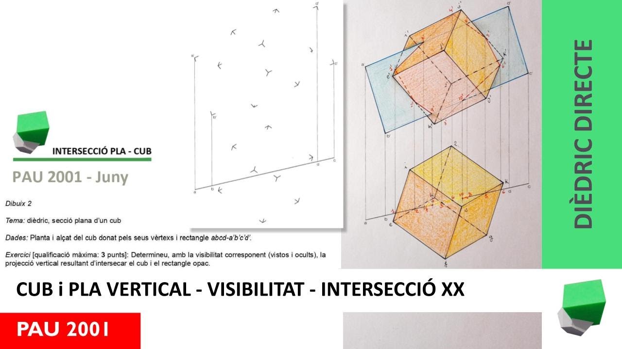Intersecció PLA-CUB - PAU 2001- Interseccions XX - Dièdric directe de Josep Dibuix Tècnic IDC
