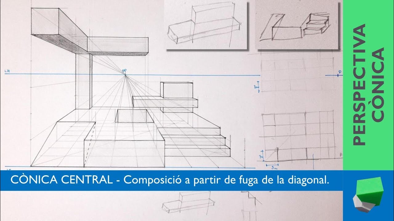 CÒNICA CENTRAL - COMPOSICIÓ ✏️ a partir d'una quadrícula treballant amb la diagonal. de Josep Dibuix Tècnic IDC