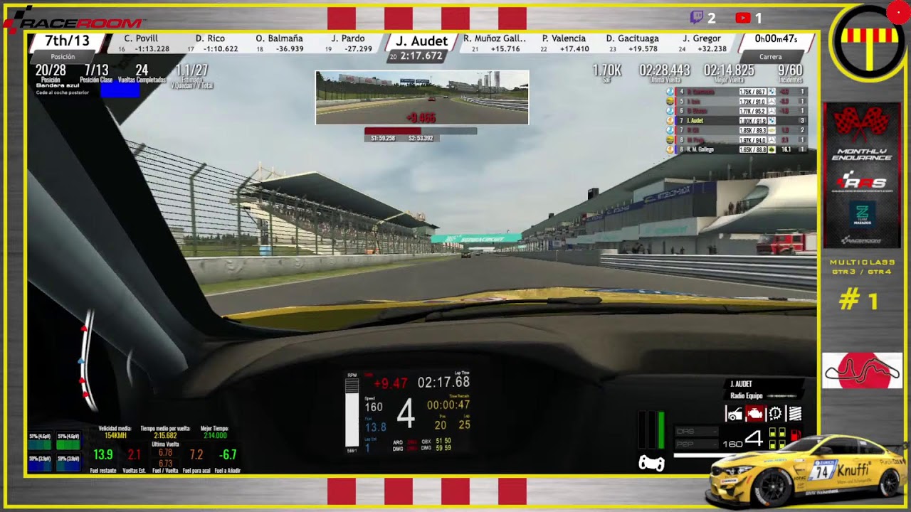 RaceRoom SPAIN & MAZAZOS | ENDURANCE Multiclass GTR3/GTR4 | SUZUKA de A tot Drap Simulador
