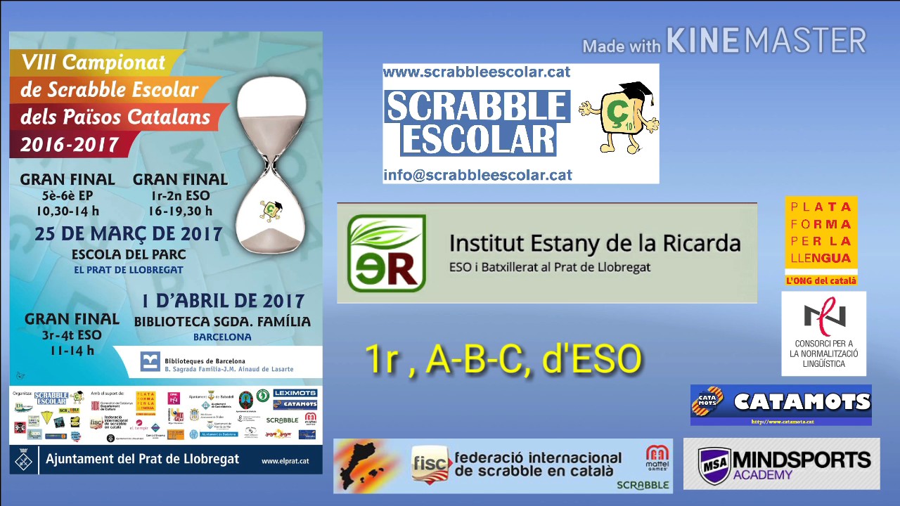 El Prat, IES Estany de la Ricarda,1r, A-B-C, d'ESO 2016-2017 de Scrabbleescolar