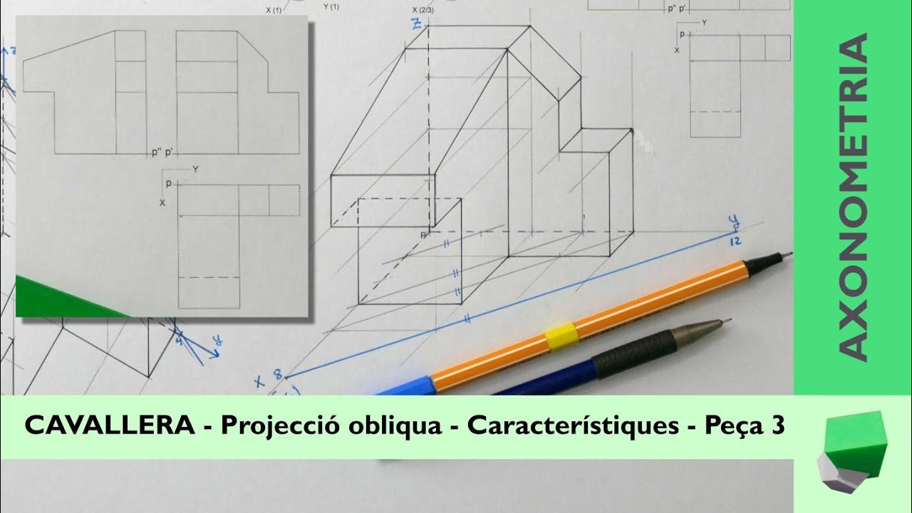 🏇Saps com fer una perspectiva axonomètrica CAVALLERA❓ - PEÇA 3 - Projecció cilíndrica obliqua de Josep Dibuix Tècnic IDC
