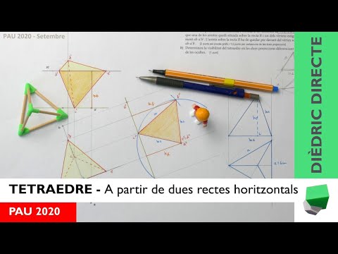 PAU 2020 - TETRAEDRE a partir de dues rectes horitzontals - Poliedres regulars - Dièdric directe de Josep Dibuix Tècnic IDC