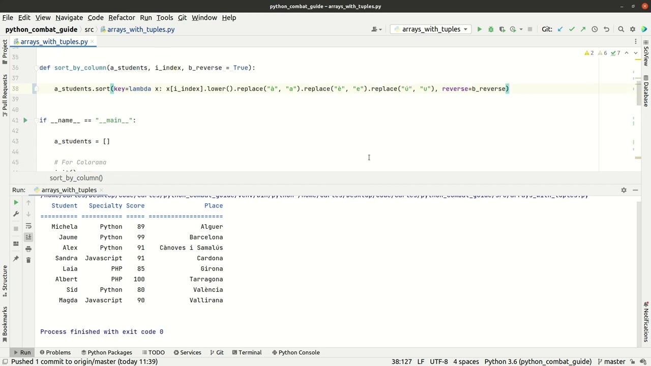 Ordenar un Array amb Tuples amb dades amb accents i minúcules/majúscules emprant Lambda en Python de Programant en Català