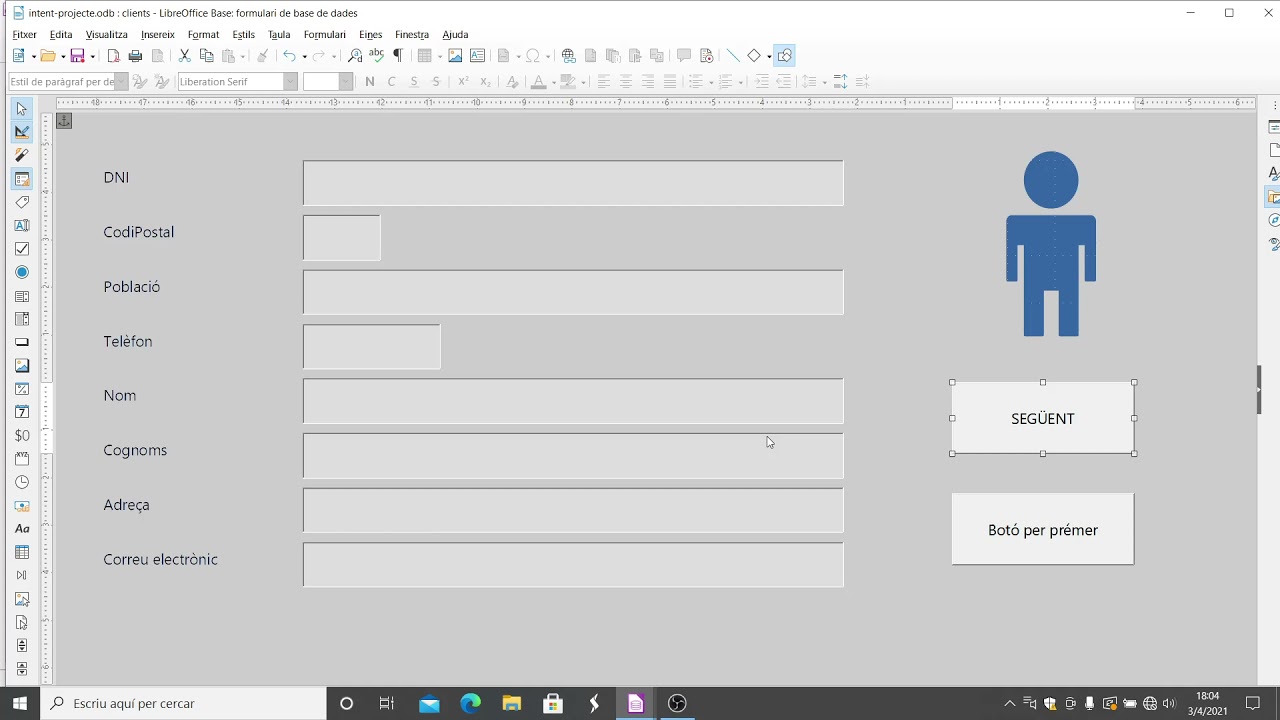 Com posar botons en un formulari de LibreOffice Base de Xavier Àgueda COMPETIC