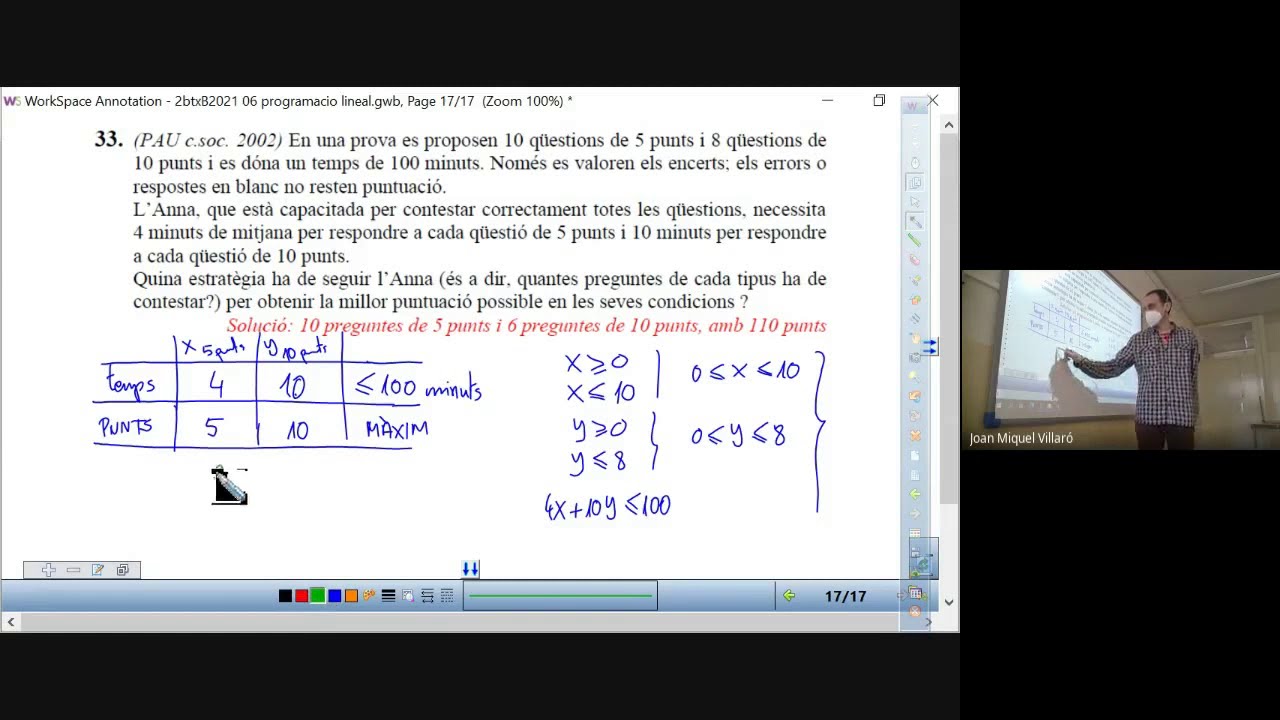 Programació lineal (qüestions de 5 punts i 10 punts) de Joan Miquel Villaró