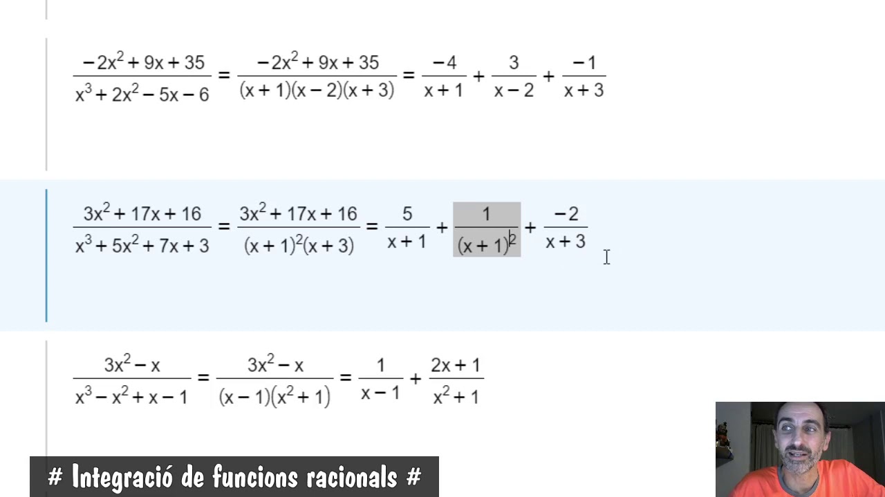 Integració de funcions racionals (introducció a la descomposició) de Joan Miquel Villaró
