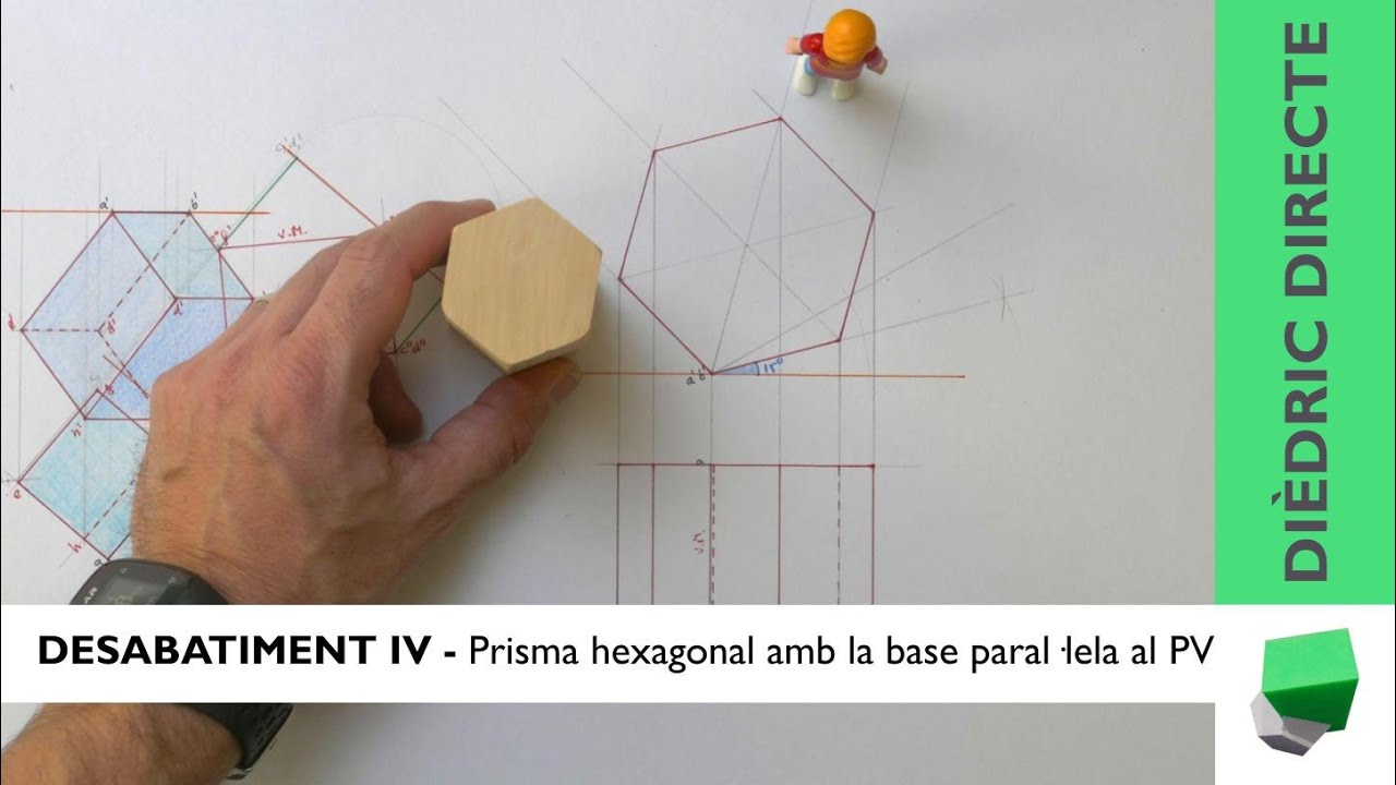 DESABATIMENT 4 - Prisma HEXAGONAL a partir d'una aresta lateral de punta - Dièdric directe de Josep Dibuix Tècnic IDC