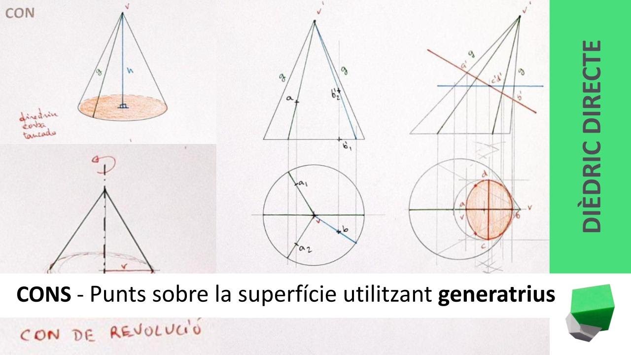 CON i GENERATRIUS 👍- Saps fer la secció d'un con o trobar punts sobre la seva superfície❓ - Dièdric de Josep Dibuix Tècnic IDC