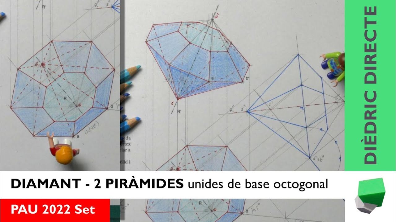 📢🤔PAU 2022 - 🤩 DIAMANT - Bipiràmide truncada, conegut eix i aresta de la base - Dièdric directe de Josep Dibuix Tècnic IDC