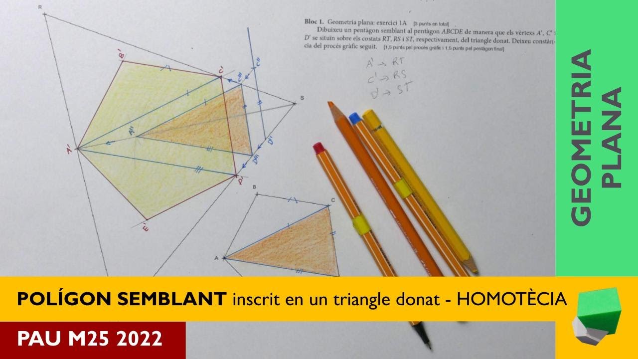 Pentàgon 🛑 regular semblant inscrit a un triangle donat - Geometria Plana - "3 punts" - PAU M25 2022 de Josep Dibuix Tècnic IDC