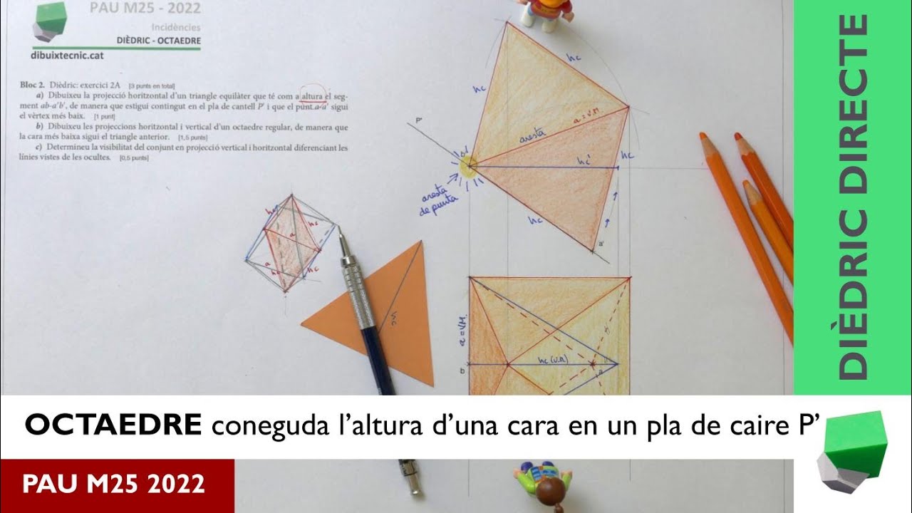 PAU M25 2022 - 🤔Sabries construir un octaedre a partir de l'altura d'una cara en un pla de caire❓ de Josep Dibuix Tècnic IDC